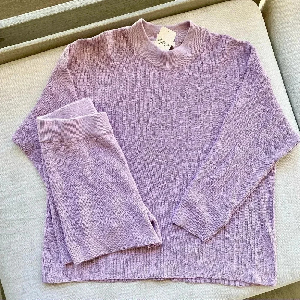 New Free People Malibu Long Sleeve Sweater Set in Purple XS